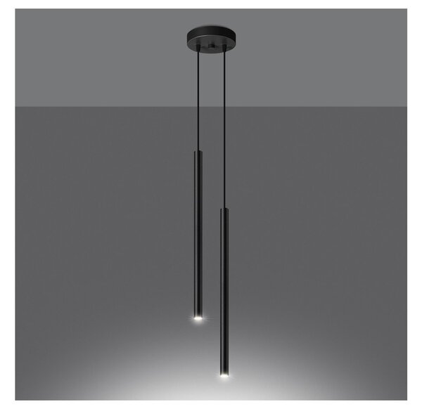 Lampadario nero in metallo ø 15 cm Fideus – Sollux