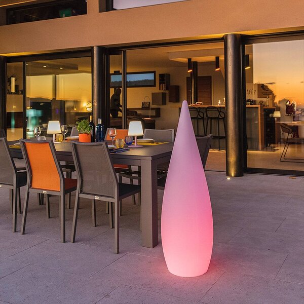 Lumisky Lampada da terrazza a LED ricaricabile Classy bianca, altezza 120 cm, RGBW, Bianco / Opale, Plastica