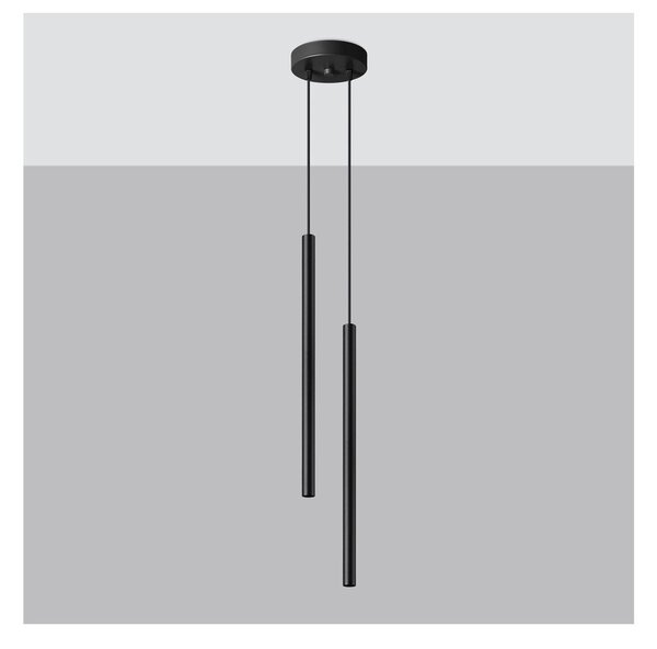 Lampadario nero in metallo ø 15 cm Fideus – Sollux