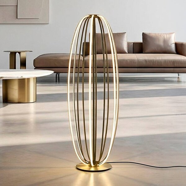 Paul Neuhaus Lampada da terra Elvara, dimmerabile, Bronzo / Ottone antico, Soggiorno / Sala da pranzo, Alluminio, Lampada da terra