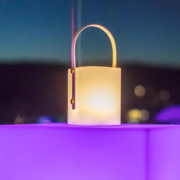 Lumisky Lampada LED da tavolo ricaricabile Tiky, bianca, altezza 27 cm, bambù/plastica dimmerabile, Legno chiaro, bambù