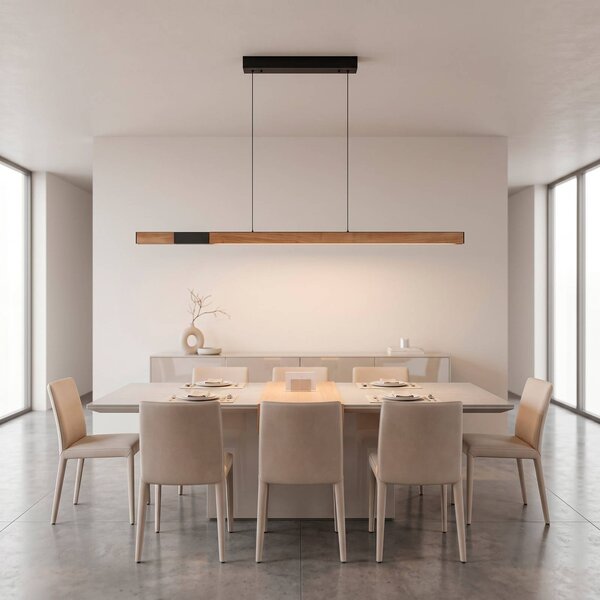 Paul Neuhaus Lampada a sospensione Adriana, dimmerabile, Legno chiaro, Soggiorno / Sala da pranzo, Legno, Lampada a sospensione