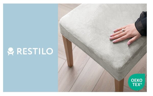Set di coprisedia grigio chiaro con rivestimento elastico per sedie 4 pz 48 cm Sento – Restilo
