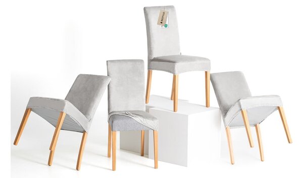 Set di coprisedia grigio chiaro con rivestimento elastico per sedie 4 pz 48 cm Sento – Restilo