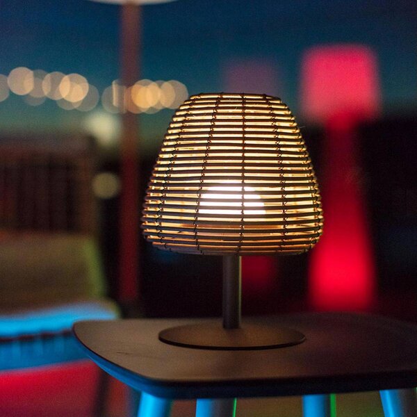 Lumisky Lampada LED da tavolo ricaricabile Boheme, grigio scuro/marrone, altezza 25 cm Boheme, Alluminio / Grigio / Zincato, Metallo