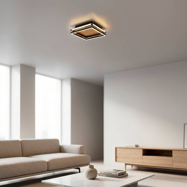 Paul Neuhaus Plafoniera soffitto Sveja, dimmerabile, Legno chiaro, Soggiorno / Sala da pranzo, Legno, Moderno, Plafoniera