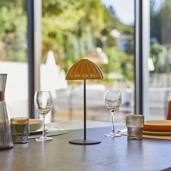 Lumisky Lampada LED da tavolo ricaricabile Faroe, marrone/nero, altezza 30 cm, IP44, CCT Faroe, Nero, Alluminio