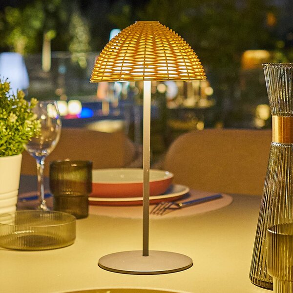 Lumisky Lampada LED da tavolo ricaricabile Faroe, marrone/nero, altezza 30 cm, IP44, CCT Faroe, Nero, Alluminio