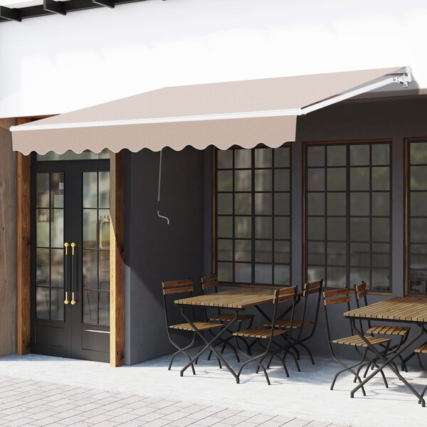 Outsunny Tenda da Sole a Bracci Avvolgibile per Esterno con Apertura a Manovella, 295x200 cm, Beige | Aosom Italy
