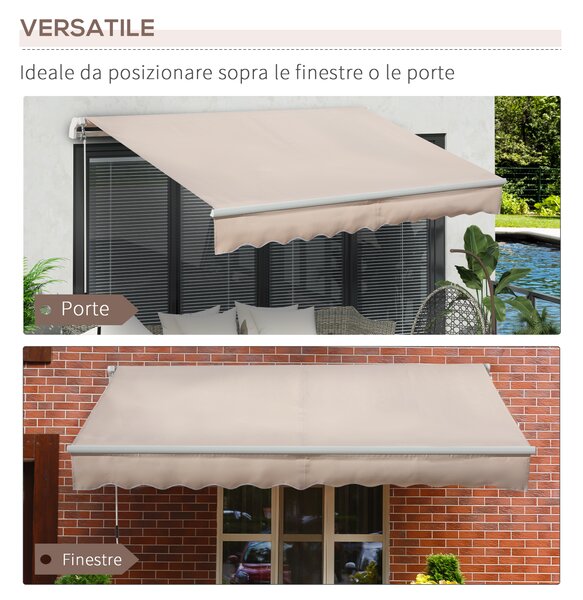 Outsunny Tenda da Sole a Bracci Avvolgibile per Esterno con Apertura a Manovella, 295x200 cm, Beige | Aosom Italy