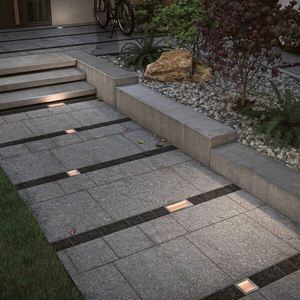 Paulmann Sorea, faretta da incasso a LED solare, in ferro, lunghezza 20 cm, Sorea, Alluminio / Grigio / Zincato, Acciaio Inox, Faretto da incasso da terra