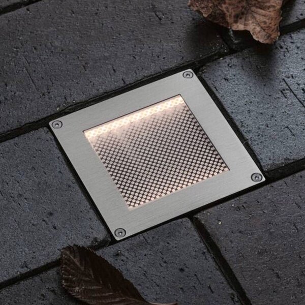 Paulmann Sorea, faretto da incasso a LED solare, in ferro, lunghezza 10 cm, Sorea, Alluminio / Grigio / Zincato, Acciaio Inox, Faretto da incasso da terra