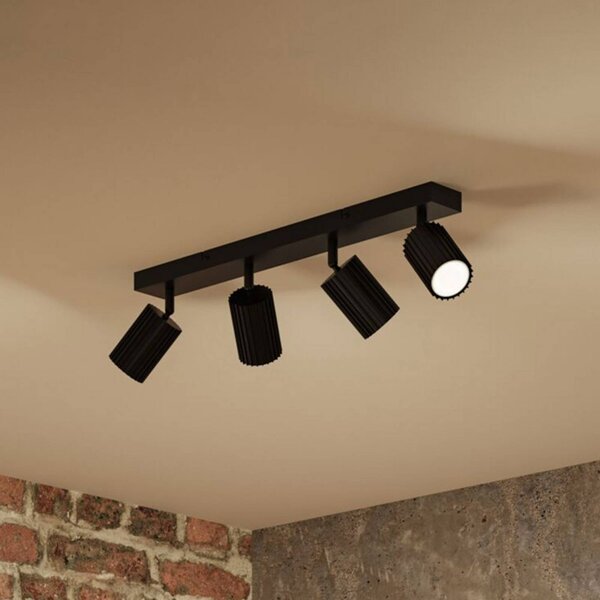 Paulmann Faretto da soffitto Lirena, nero opaco, lunghezza 53 cm, a 4 luci. dimmerabile, Nero, Soggiorno / Sala da pranzo, Metallo, Moderno, Faretto alogeno