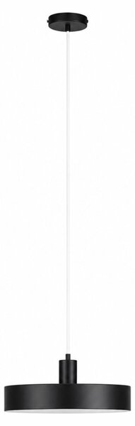 Lampada a sospensione Relaxdays, metallo, dimensioni: 115 x 32 cm, attacco E27, paralume piatto, lampada a sospensione moderna, nera