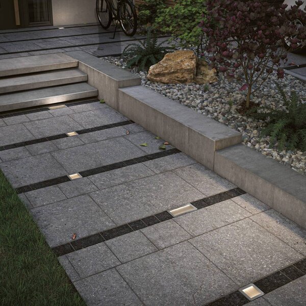 Paulmann Sorea, faretto da incasso a LED solare, in ferro, lunghezza 10 cm, Sorea, Alluminio / Grigio / Zincato, Acciaio Inox, Faretto da incasso da terra