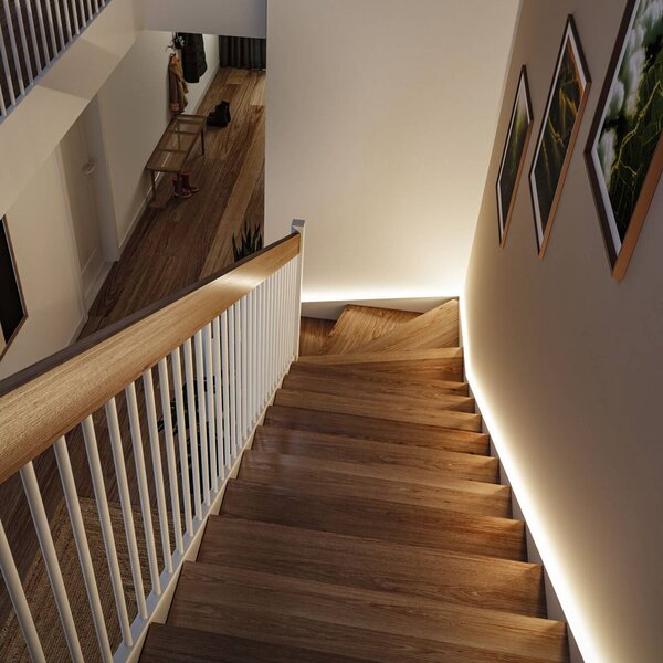 Paulmann Set sensore per striscia LED MaxLED Stair da 5 m, 3.000 K, Bianco / Opale, Corridoio, Plastica