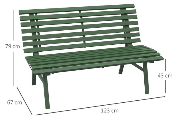 Outsunny Panchina da Esterno in Alluminio a 2 Posti a Doghe, 123x67x79cm, Verde|Aosom