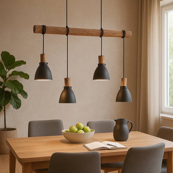 Lampada a sospensione Trebale Lindby, dimmerabile, Nero, Soggiorno / Sala da pranzo, Metallo, Scandinavo, Lampada a sospensione