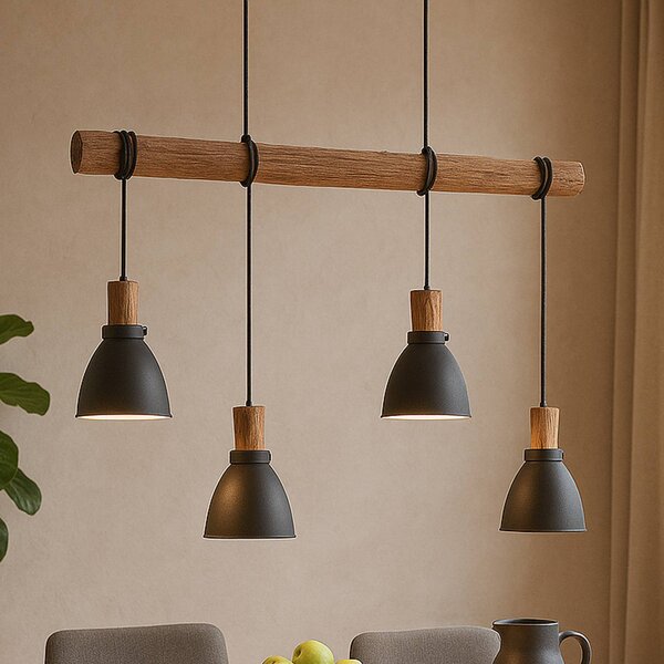 Lampada a sospensione Trebale Lindby, dimmerabile, Nero, Soggiorno / Sala da pranzo, Metallo, Scandinavo, Lampada a sospensione
