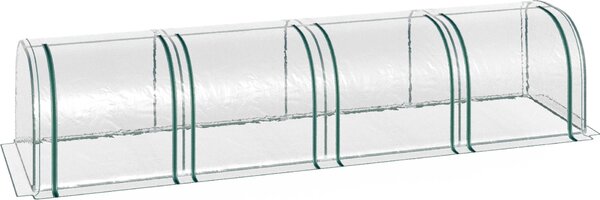 Serra a tunnel Fortuna Lai, 4 finestre con cerniera, telaio in acciaio, telo resistente, trasparente, 395 x 100 x 80 cm