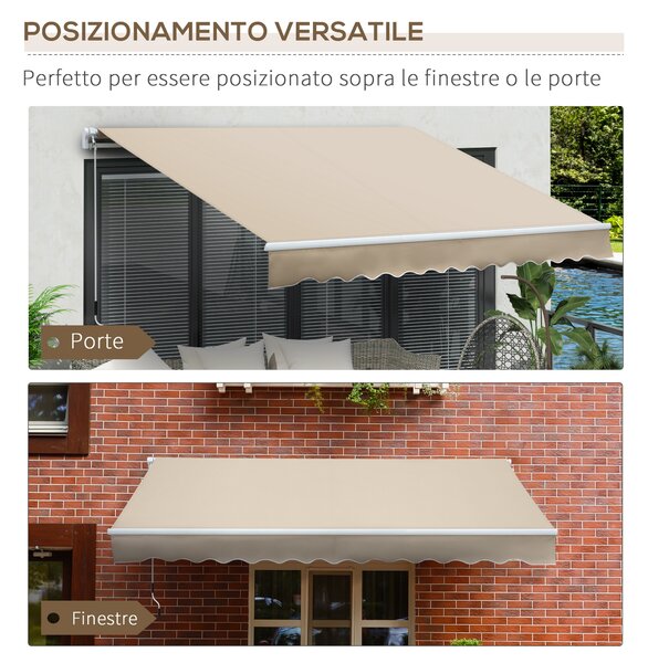 Outsunny Tenda da Sole per Esterno Avvolgibile a Bracci con Apertura a Manovella, 350x250 cm, Crema | Aosom Italy