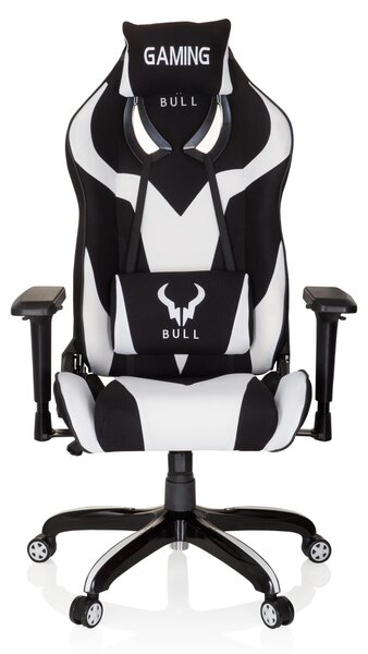 Poltrona da corsa modello Promoter II, rivestita in tessuto nero e bianco, sedia da gaming