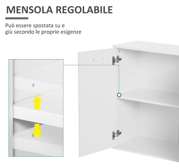 Homcom Armadietto Mobiletto cucina Mobili Soggiorno Mobiletto Multiuso con 3 Ante e 2 Cassetti in Legno Truciolato, Bianco|Aosom