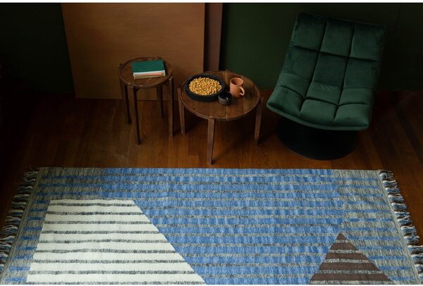 Tappeto blu/marrone in cotone 160x230 cm Hampton – Dutchbone