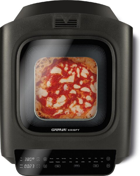 G3 Ferrari Forno Pizza e Friggitrice ad Aria Doppia Resistenza Potenza 2100W 18 Programmi 3 Cotture con Timer colore Nero Krispy - G10225