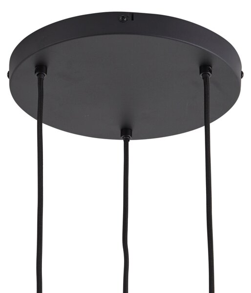 Lampada a sospensione di design nera con vetro fumé 3 luci - Ana