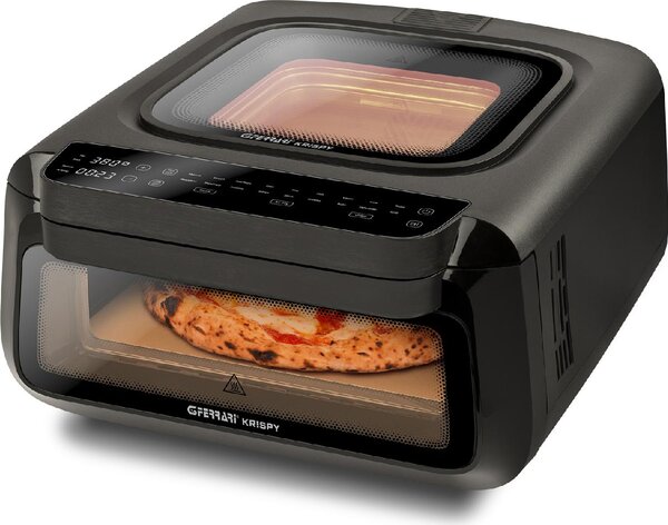 G3 Ferrari Forno Pizza e Friggitrice ad Aria Doppia Resistenza Potenza 2100W 18 Programmi 3 Cotture con Timer colore Nero Krispy - G10225