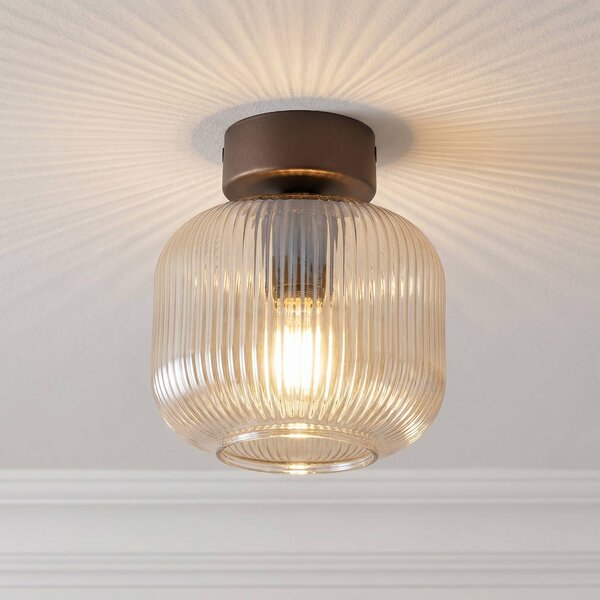 Plafoniera soffitto Salvia TK Lighting, dimmerabile, Marrone / Ruggine, Soggiorno / Sala da pranzo, Vetro, Plafoniera