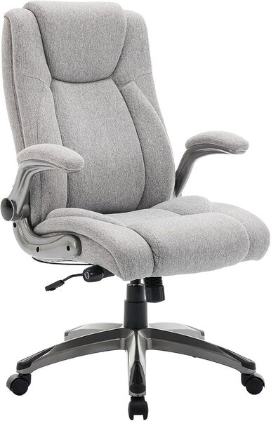 Sedia da ufficio ergonomica, poltrona da ufficio con schienale alto, sedia girevole a 360° ergonomica per ufficio, sedia da scrivania imbottita con meccanismo di inclinazione regolabile, colore grigio