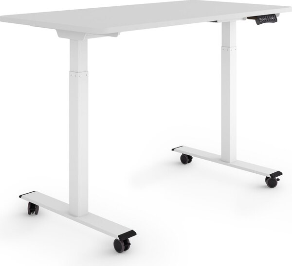ESMART Germany ERX-122WG 120x60cm Grigio chiaro Scrivania ergonomica sit-stand su rotelle Regolabile elettricamente in altezza in modo continuo 78,5-127,5cm 3x memoria Promemoria attività Doppio motore Montaggio rapido
