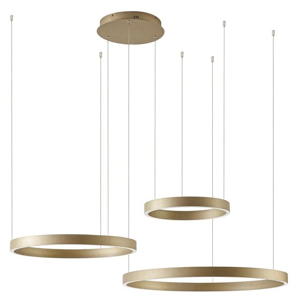 Lampada a sospensione Quitani, Aureon, dimmerabile, Dorato / Ottone, Soggiorno, Alluminio, Moderno