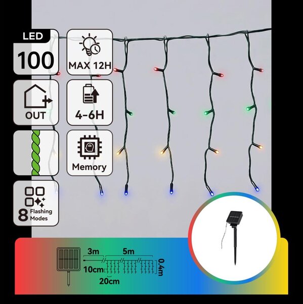 Aigostar - LED Catena luminosa natalizia da esterno 100xLED/8 funzioni 8x0,4m IP44 multicolore