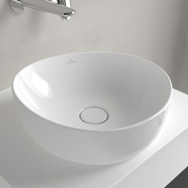 V&B ANTAO lavabo da appoggio 40x39,5 cm, asimmetrico, senza sfioratore, bianco C-plus