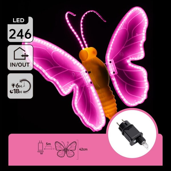 Aigostar - LED decorazione natalizia da esterno 234xLED IP44 farfalla rosa