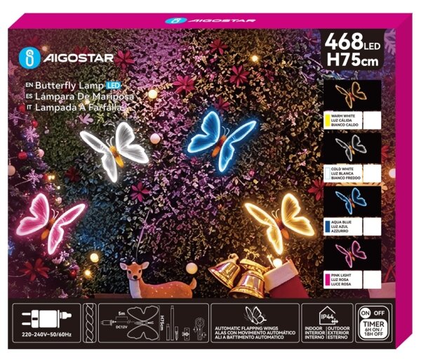 Aigostar - LED decorazione natalizia da esterno 504xLED IP44 bianco freddo farfalla