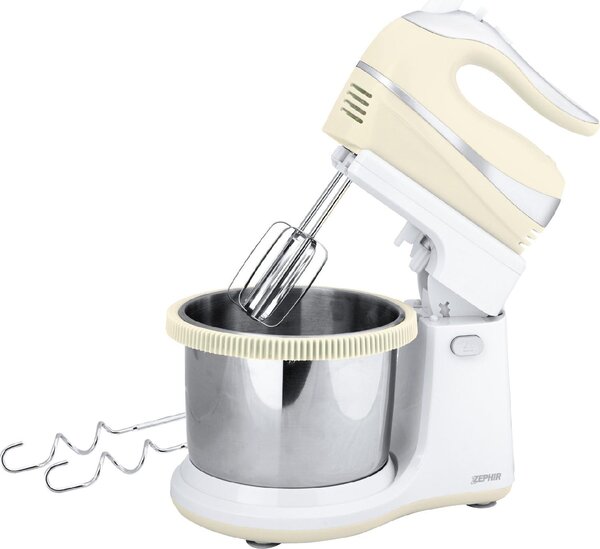 Zephir Sbattitore elettrico Mixer con Ciotola Acciaio Potenza 500 watt colore Crema - ZHC467C