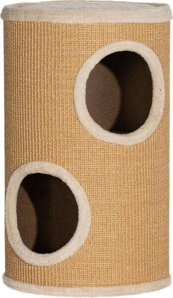 Albero tiragraffi Fortuna Lai con ampio spazio, rivestimento in peluche, superficie in sisal, Φ35 x 60H cm, marrone-beige, 10 kg