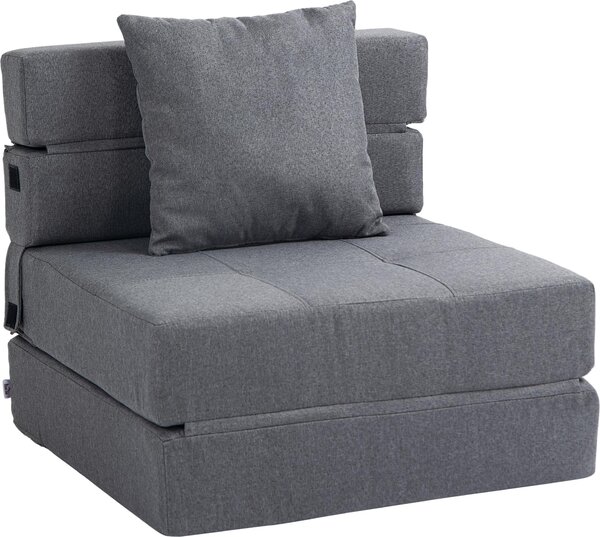 Fortuna Lai Poltrona letto pieghevole 2 in 1, portata massima 100 kg, divano letto, poltrona pieghevole con funzione letto, poltrona relax, letto per ospiti, grigio scuro