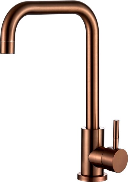 Miscelatore da cucina in rosa oro, monocomando, girevole a 360°, monoblocco