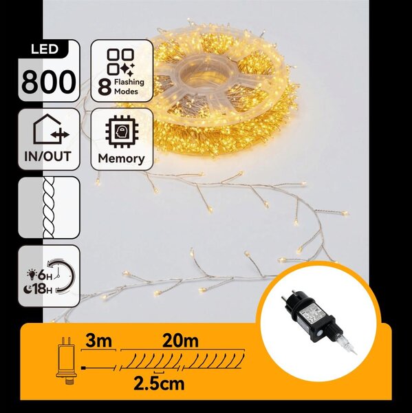 Aigostar - LED Catena luminosa natalizia da esterno 800xLED/8 funzioni 23m IP44 bianco caldo