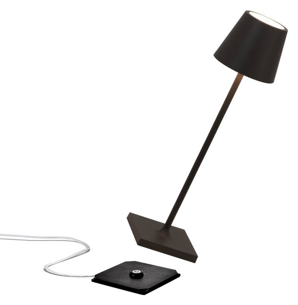Zafferano Poldina micro lampada a batteria, IP65 nera micro, dimmerabile, Nero, Alluminio, Moderno