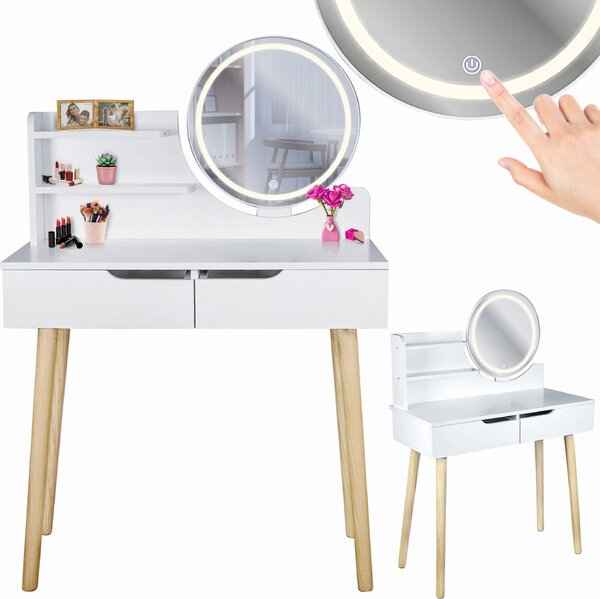 JUMI WC con specchio LED SCANDI cosmetico Scandinavo loft bianco