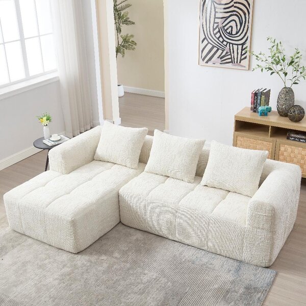 Divano angolare beige in velluto, dimensioni 250x158x60 cm, con chaise longue e tasche laterali, divano moderno a 3 posti ideale per il soggiorno