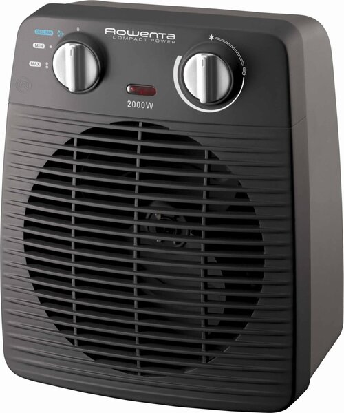 Rowenta Termoventilatore Stufa elettrica Caldobagno Potenza 2000 Watt colore Nero - SO2210 Compact Power