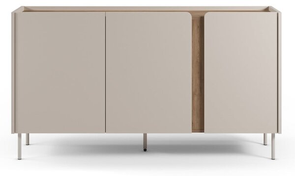 Cassettiera effetto rovere in colore crema-naturale 150x82,5x40,5 cm Lucile - Marckeric