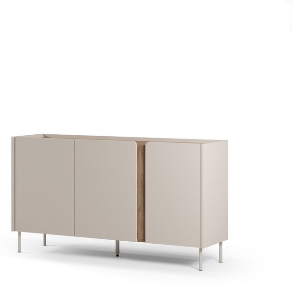 Cassettiera effetto rovere in colore crema-naturale 150x82,5x40,5 cm Lucile - Marckeric
